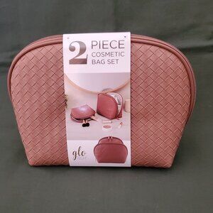 Glotech 2 Piece Cosmetic Bag Set - Brown New